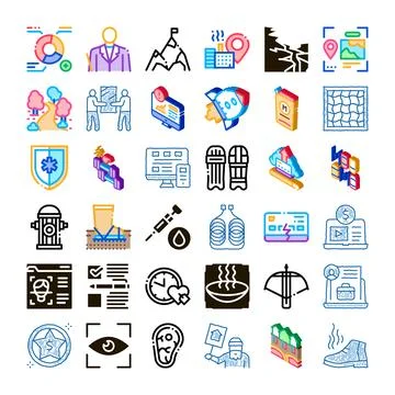 Colorful vector line icons set graphic design elements Illustrazione stock
