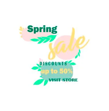 Colorful vector logo spring discounts and sales with trend design. Online sho Stock Illustration
