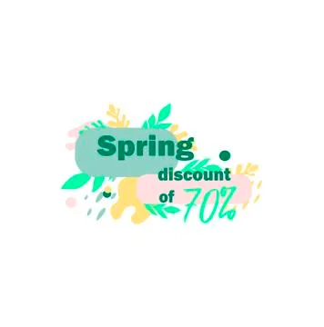 Colorful vector logo spring discounts and sales with trend design. Stock Illustration