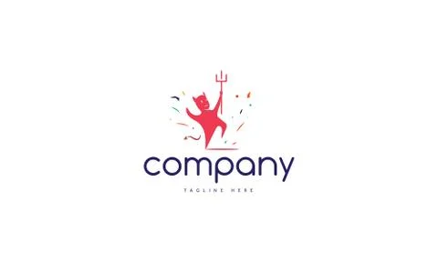 Colorful Vector logo which depicts a cheerful and perky dancing devil. Stock Illustration