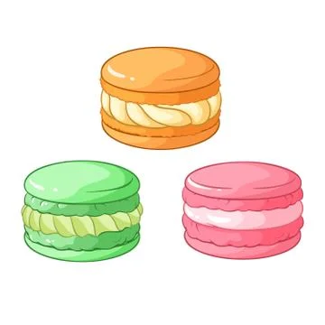 Colorful vector macarons dessert. Stock Illustration
