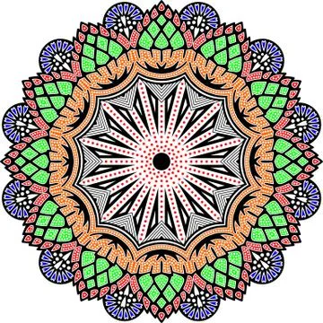 Colorful vector mandala dots small circle seamless round design Stock Illustration