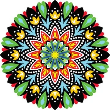 Colorful vector mandala dots small circle seamless round design Stock Illustration