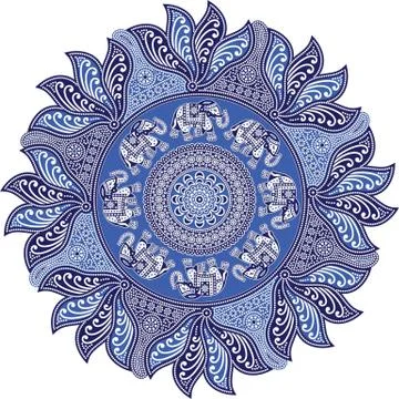 Colorful vector mandala dots small circle seamless round design 库存插图
