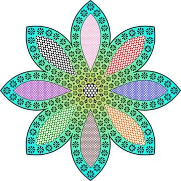 Colorful vector mandala leaf small circle seamless round design Stock Illustration