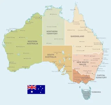 Colorful Vector Map of Australia Stock Illustration