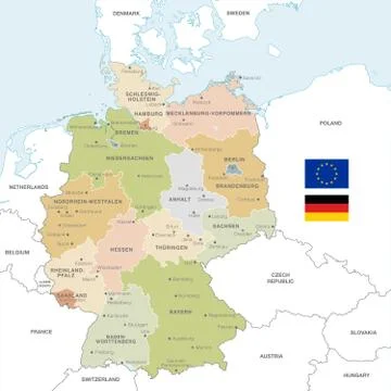 Colorful Vector Map of Germany Stock Illustration