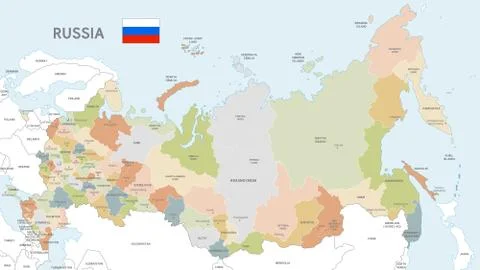 Colorful Vector Map of Russia Stock Illustration