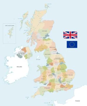 Colorful Vector Map of the UK Stock Illustration