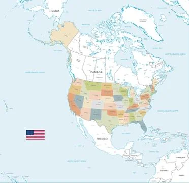 Colorful Vector Map of the USA Stock Illustration