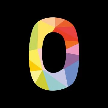 Colorful vector number 0 isolated on black background Stock Illustration