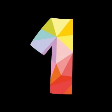 Colorful vector number 1 isolated on black background Illustrazione stock