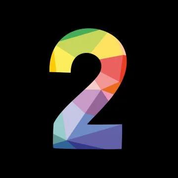 Colorful vector number 2 isolated on black background Stock Illustration