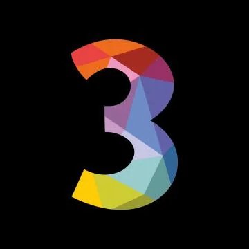 Colorful vector number 3 isolated on black background Stock-Illustration