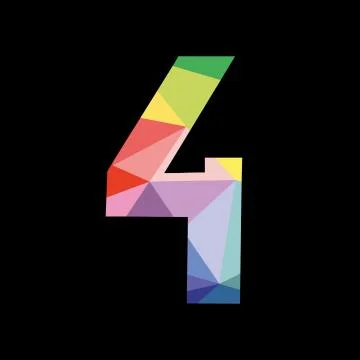 Colorful vector number 4 isolated on black background Stock Illustration