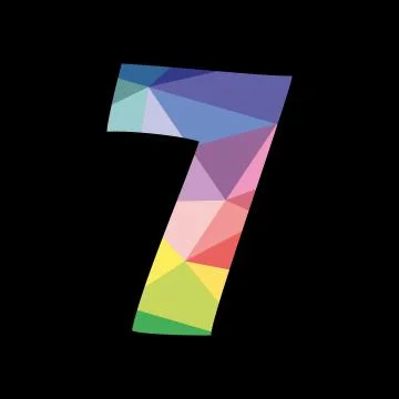 Colorful vector number 7 isolated on black background Stock Illustration