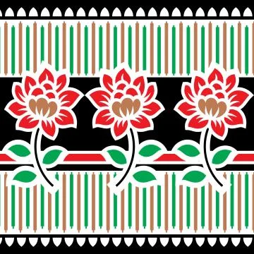 Colorful vector ornamental flower border design Stock Illustration