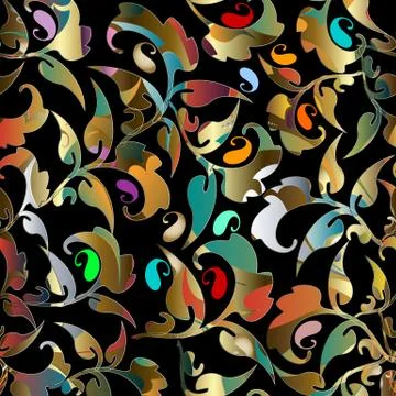 Colorful vector paisleys seamless pattern. Bright floral backgro イラスト素材