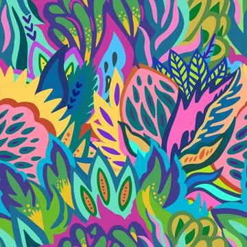 Colorful vector pattern with abstract organic shapes. Vivid modern contemporary Stock Illustration