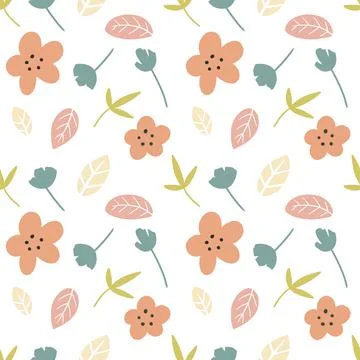 Colorful vector pattern with leaf and flower Stock Illustration