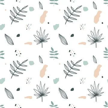Colorful vector pattern with leaf and flower Stock Illustration