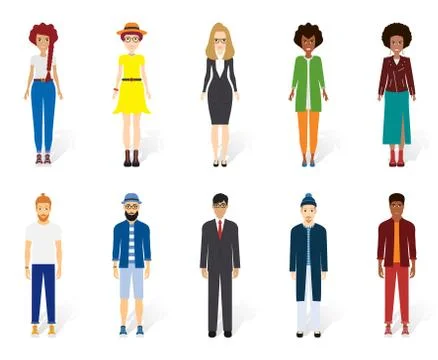 Colorful vector people collection. Vector design of different characters Stock Illustration