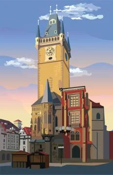Colorful vector Prague, part 6 Stock Illustration
