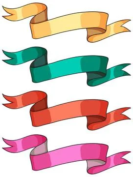 Colorful Vector Ribbons Set with Curved Banners Stock Illustration
