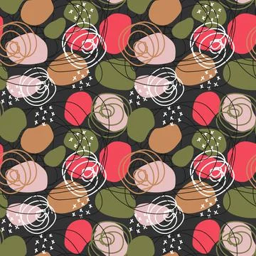 Colorful vector seamless abstract pattern with different shapes. Endless back 스톡 일러스트