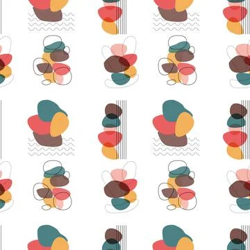 Colorful vector seamless abstract pattern with different shapes. Endless back Stockillustratie