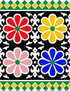 Colorful vector seamless decorative border ethnic Stock Illustration