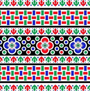 Colorful vector seamless decorative border ethnic Stock Illustration