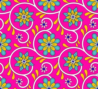 Colorful vector seamless floral pattern with flowers Stock Illustration