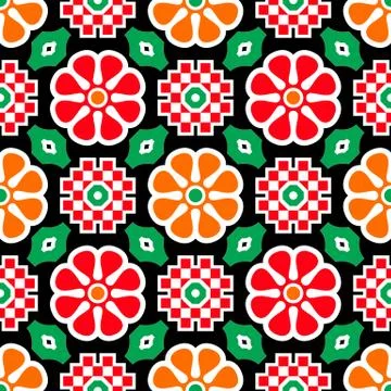 Colorful vector seamless pattern with flowers Stock Illustration