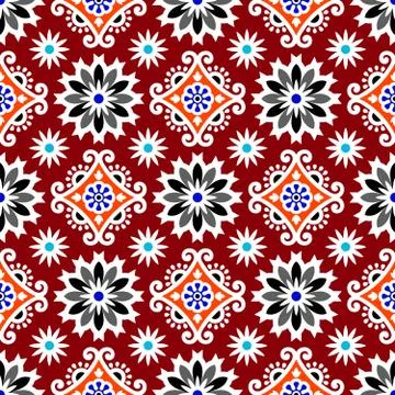 Colorful vector seamless pattern with flowers Stock Illustration