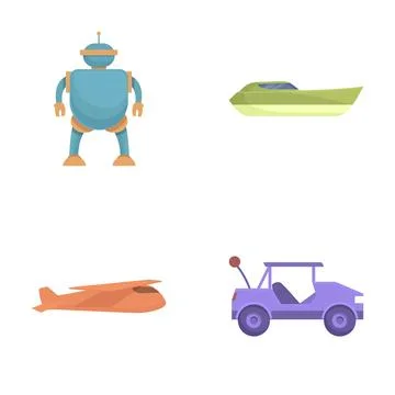 Colorful vector set of transportation and robot icons イラスト素材
