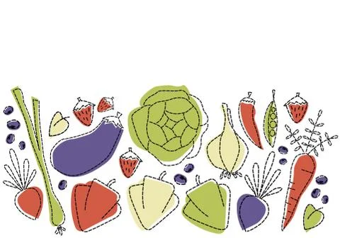 Colorful vector set of vegetables and berries Illustrazione stock