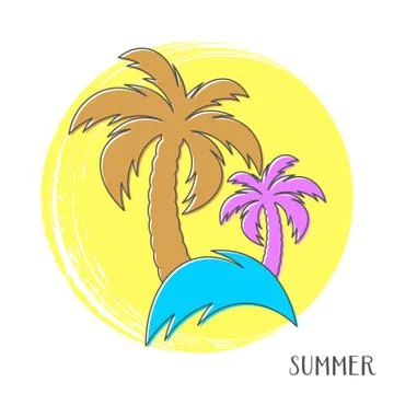 Colorful vector summer card Illustrazione stock