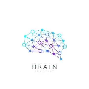Colorful Vector Template Brain Logo. Creative Idea Concept Design Brain Logotype Illustrazione stock