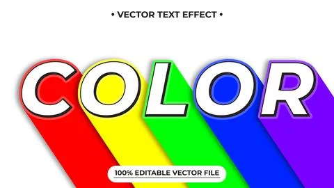 Colorful Vector Text Effect COLOR with Rainbow Gradient and White Outline Stock Illustration