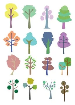 Colorful vector trees Stock Illustration