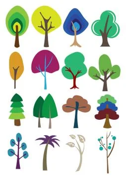 Colorful vector trees Stock Illustration