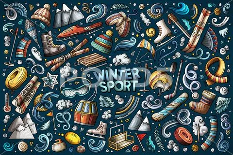 Colorful vector Winter sports objects and symbols Stock Illustration