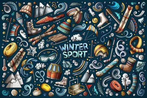 Colorful vector Winter sports objects and symbols Stock Illustration