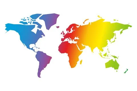 Colorful Vector World Map With Rainbow Gradient Design イラスト素材