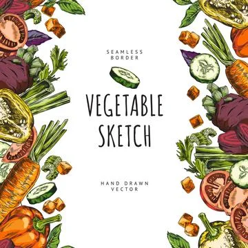 Colorful vegetable border vector illustration Stock Illustration
