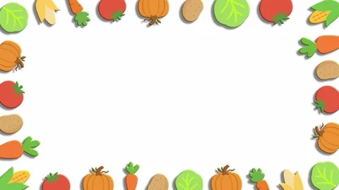 Colorful vegetable border on white background for healthy menu design Stock Footage 324858308