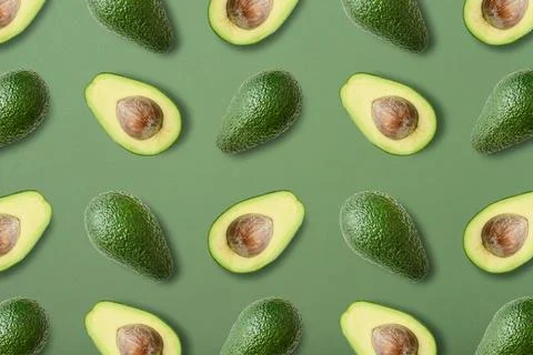 Colorful vegetable pattern of avocado Stock Photos