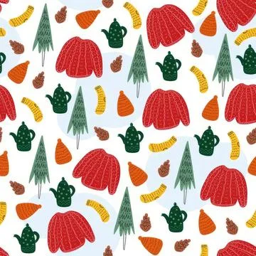 Colorful vegetable pattern with carrots peppers and teapots Stock Illustration