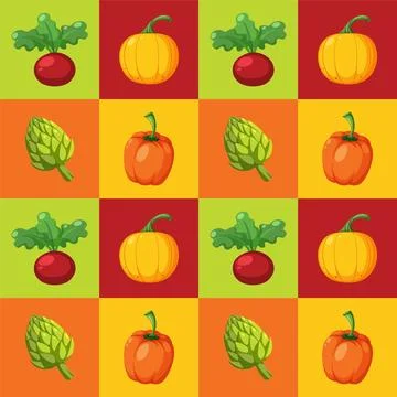 Colorful Vegetable Pattern Illustration Stock Illustration